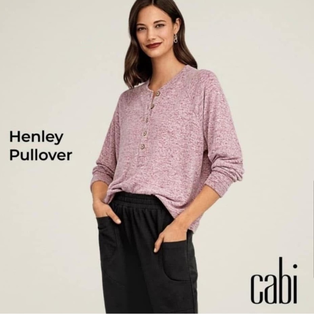 CAbi #4200 Henley Marled Pink Pullover. Size XS. NWT. - Picture 6 of 7